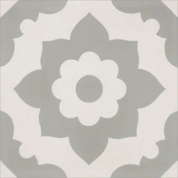 Moroccan Encaustic Cement 04b Floral Grey