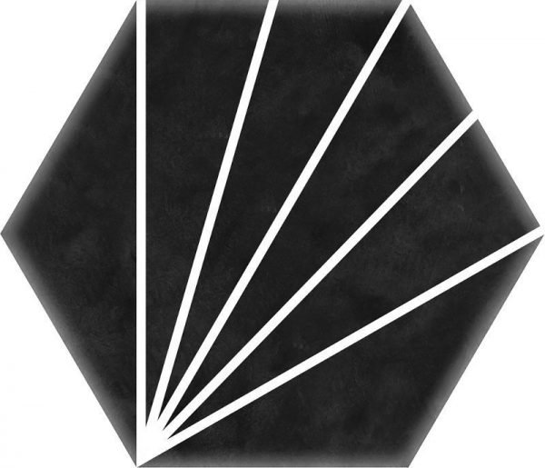 Geometric Striped Hexagon Black 15cm x 17.5cm