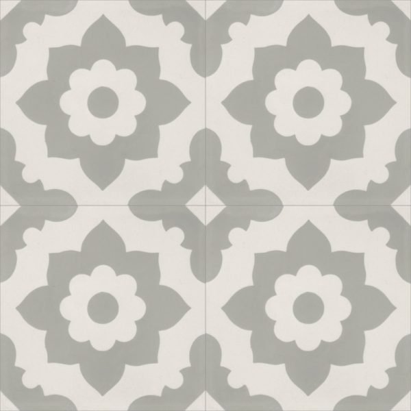 Moroccan Encaustic Cement 04b Floral Grey