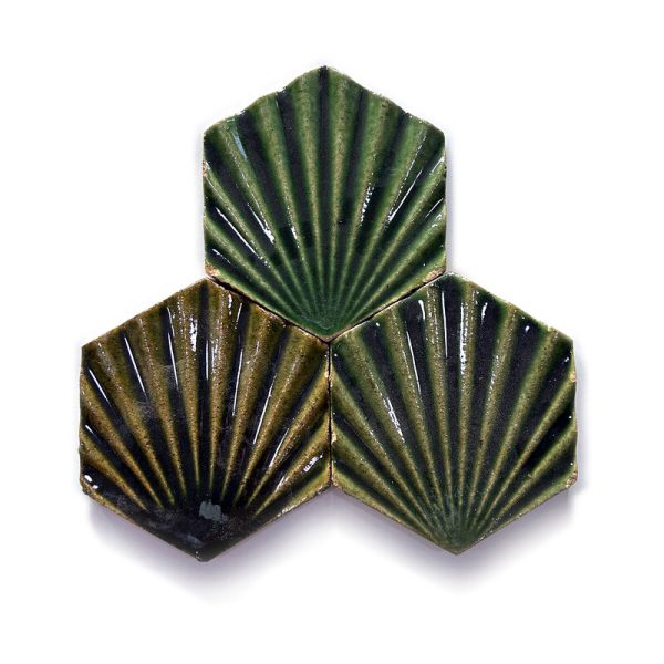 Zellige Hexagonal Scallop Natural Leaf 11cm x 12.7cm