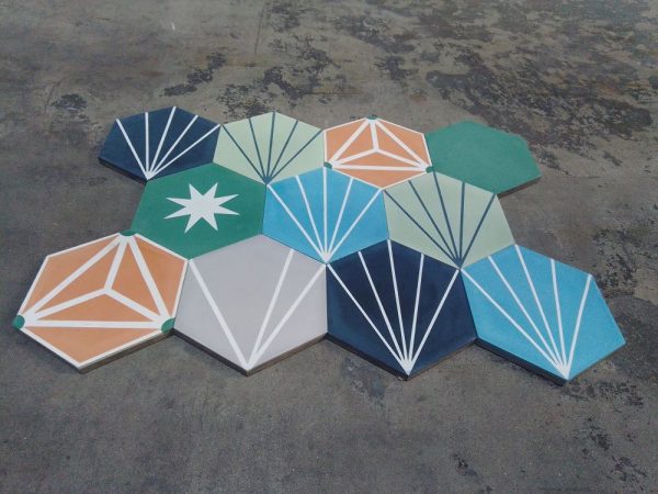 Moroccan Encaustic Cement Hexagonal Random Mix 2