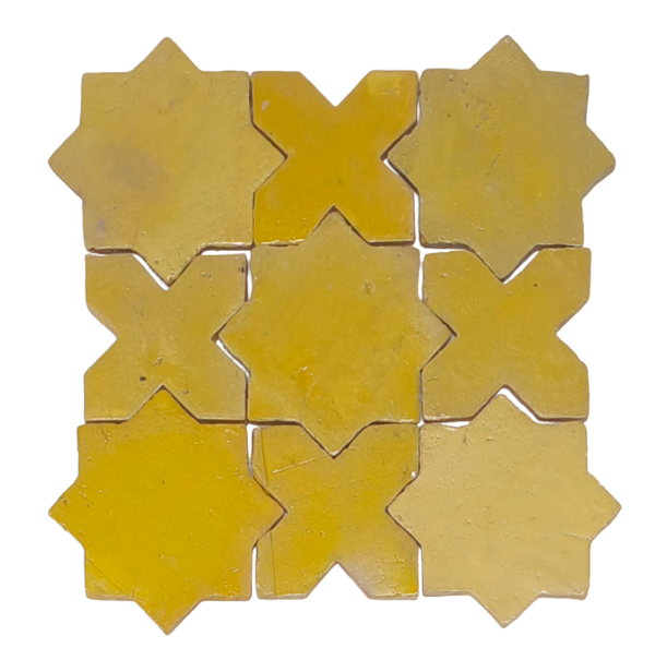 Zellige Star Cross Lemon 11cm x 11cm